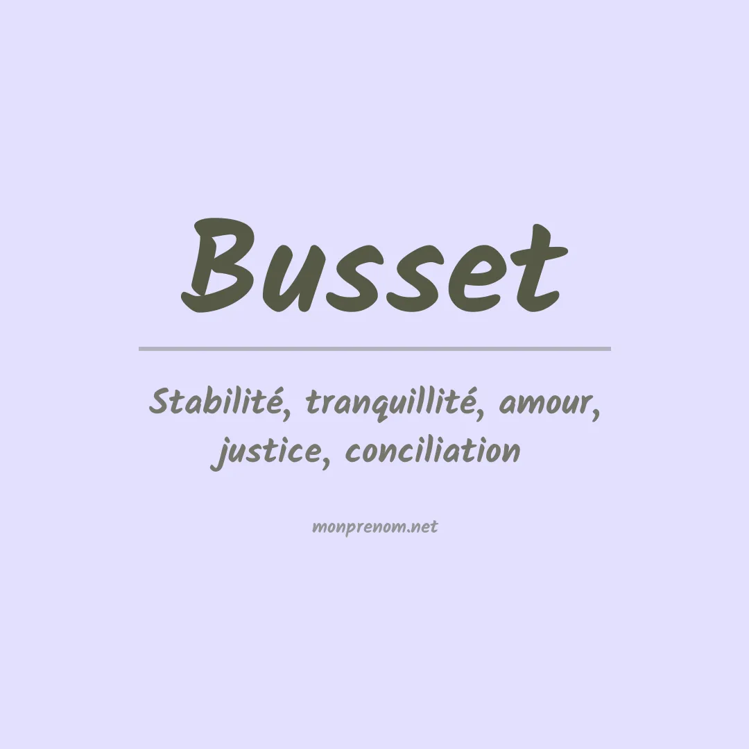 Signification du prénom Busset