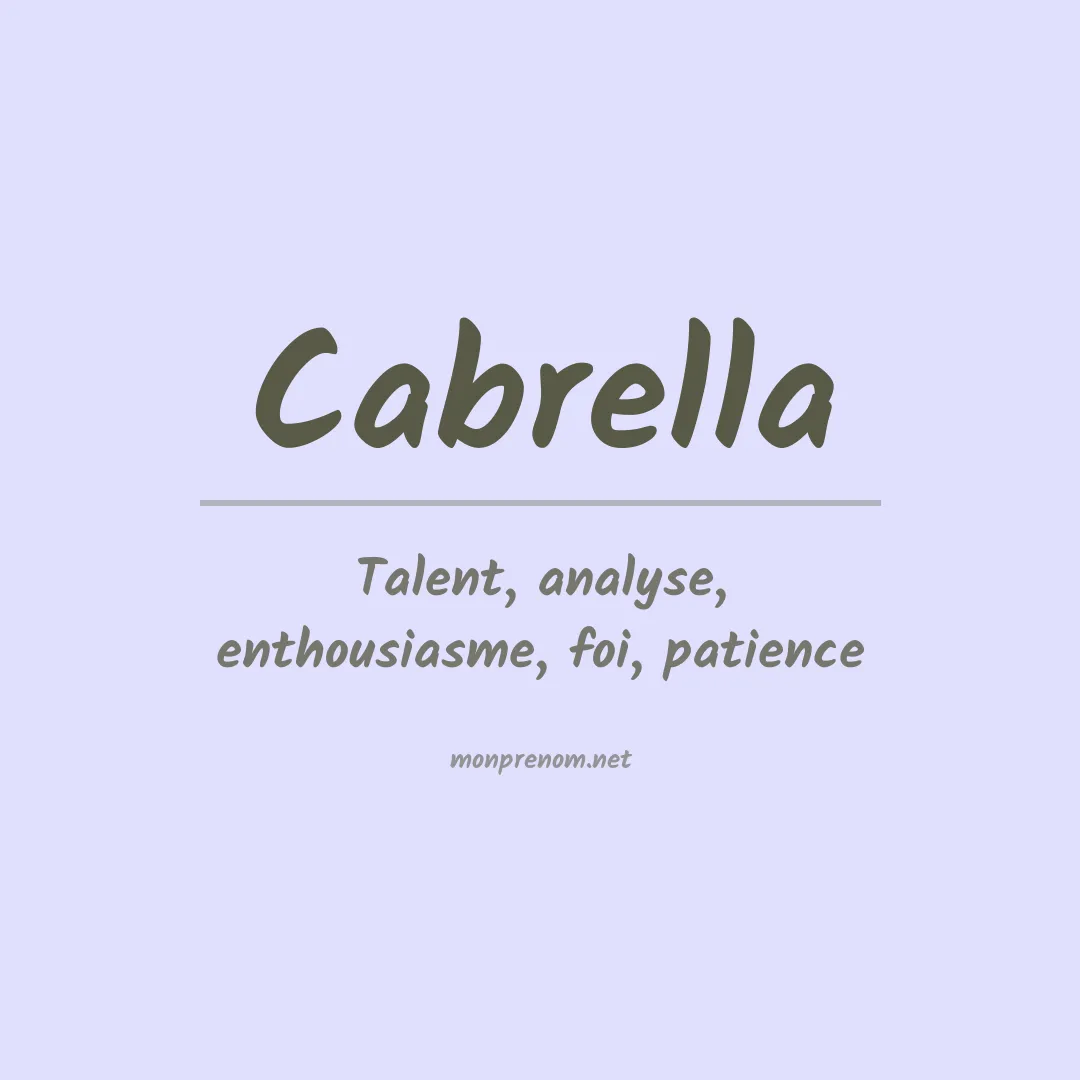 Signification du prénom Cabrella