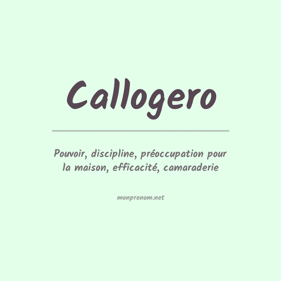 Signification du prénom Callogero