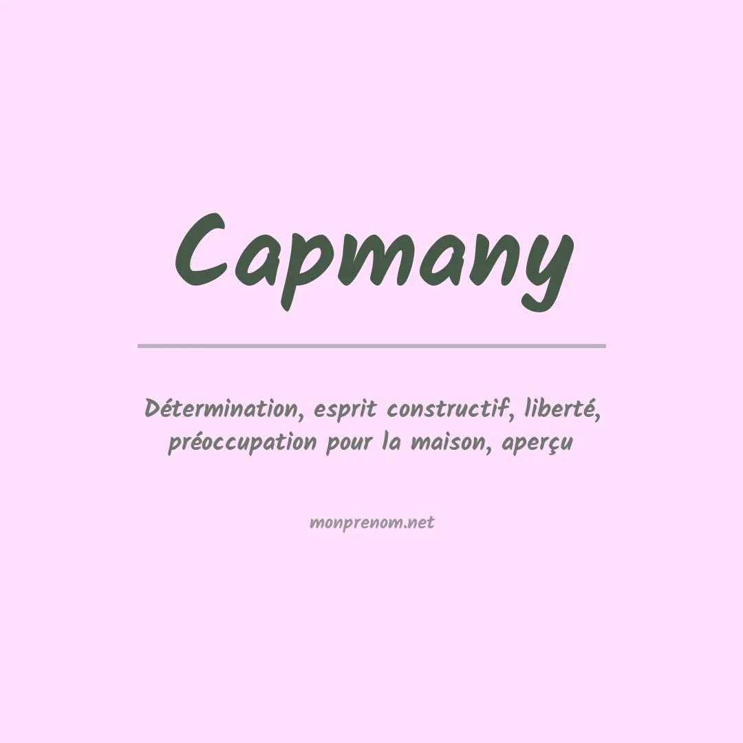 Signification du prénom Capmany