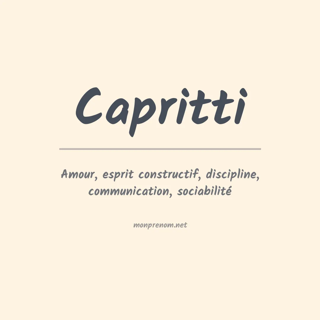 Signification du prénom Capritti