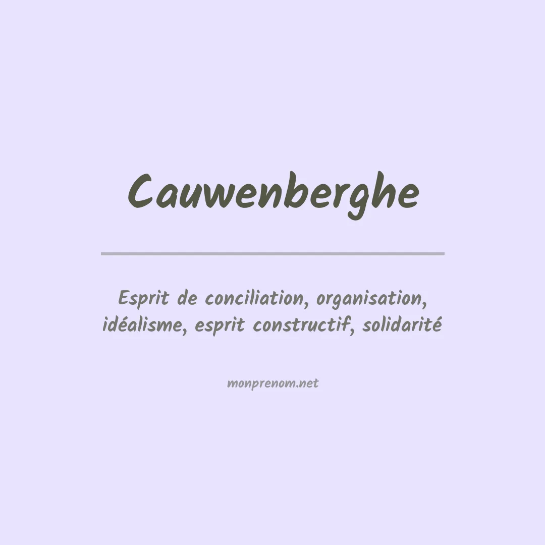 Signification du prénom Cauwenberghe