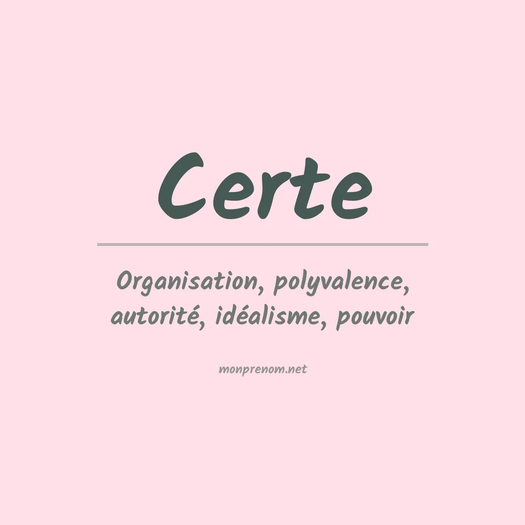 Signification du prénom Certe