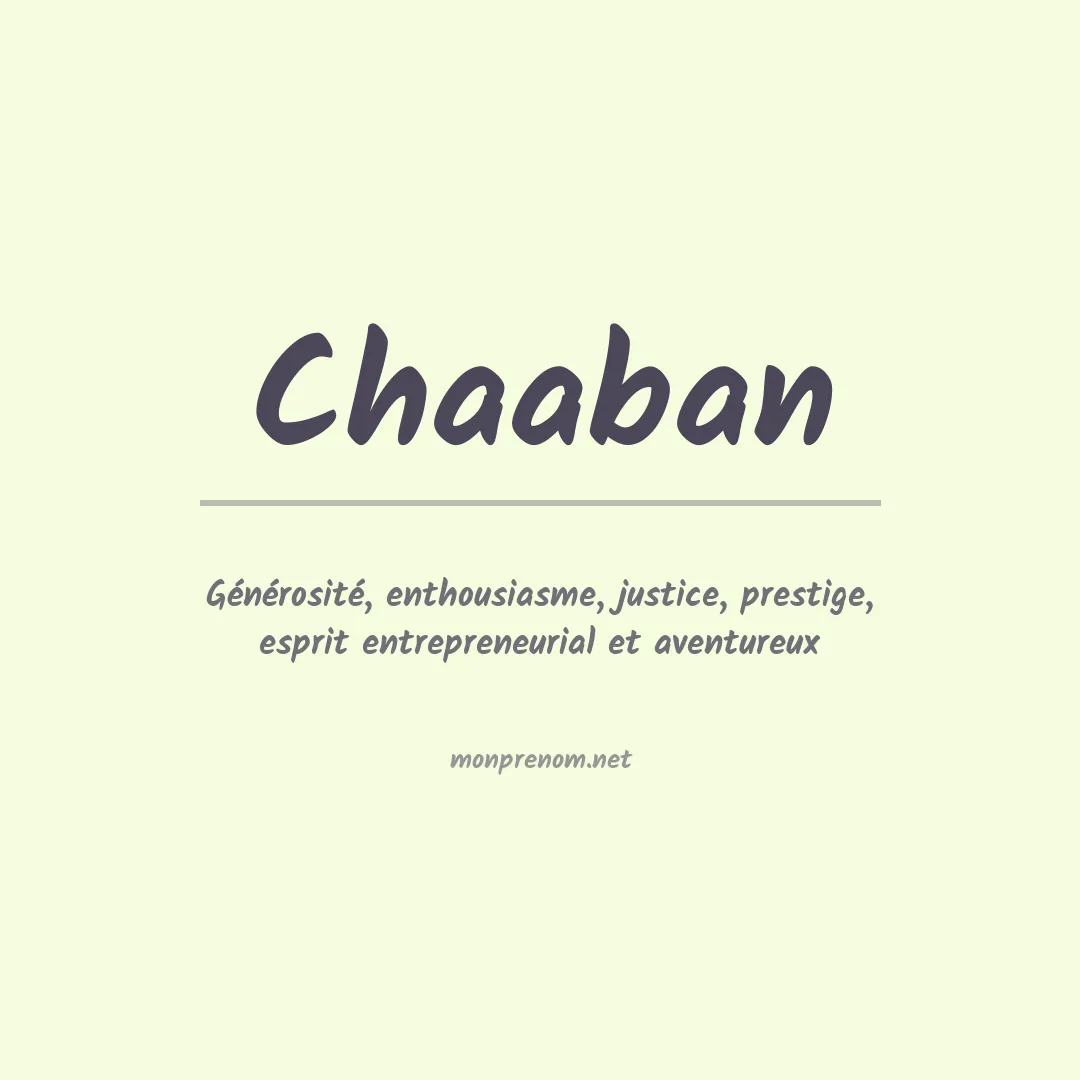 Signification du prénom Chaaban