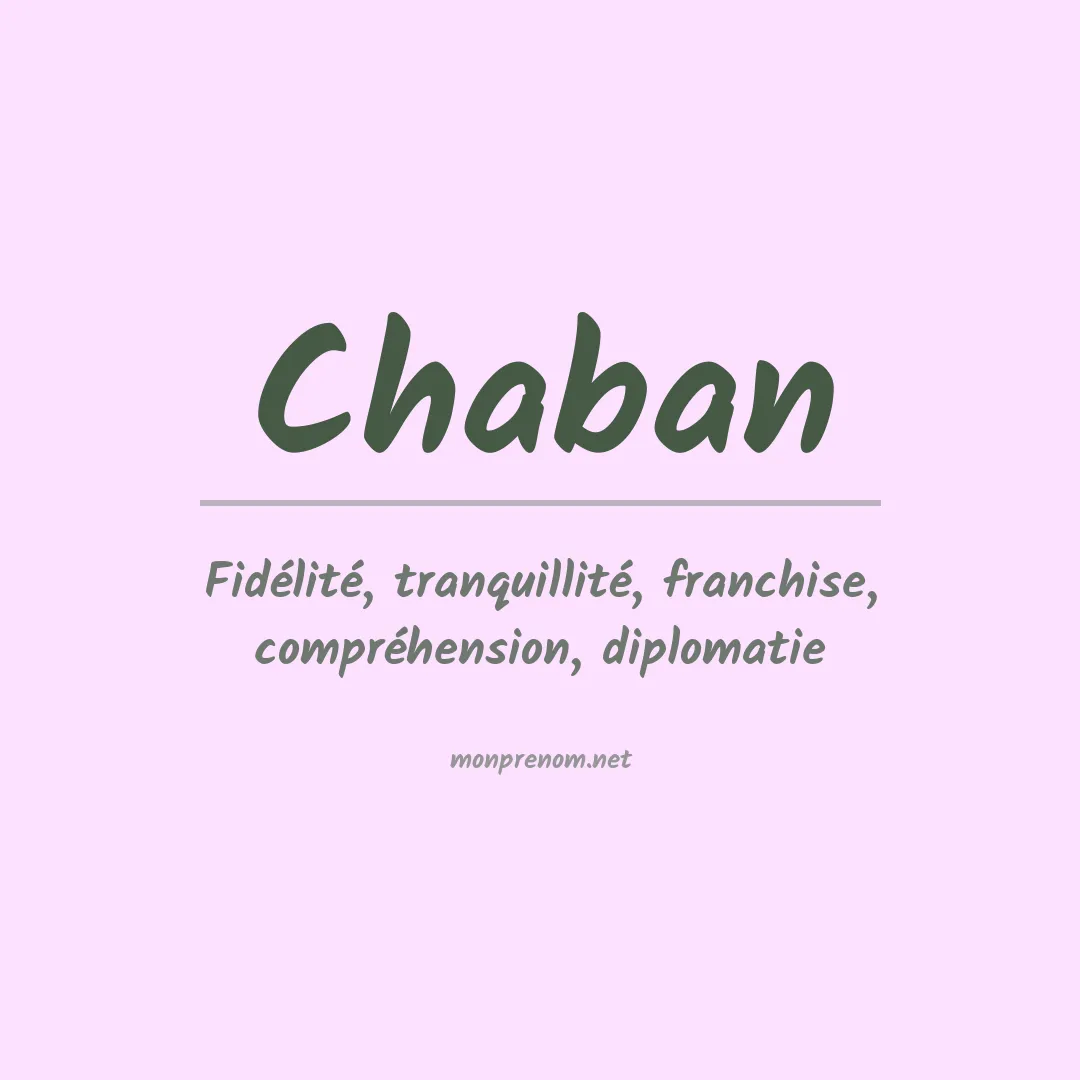 Signification du prénom Chaban