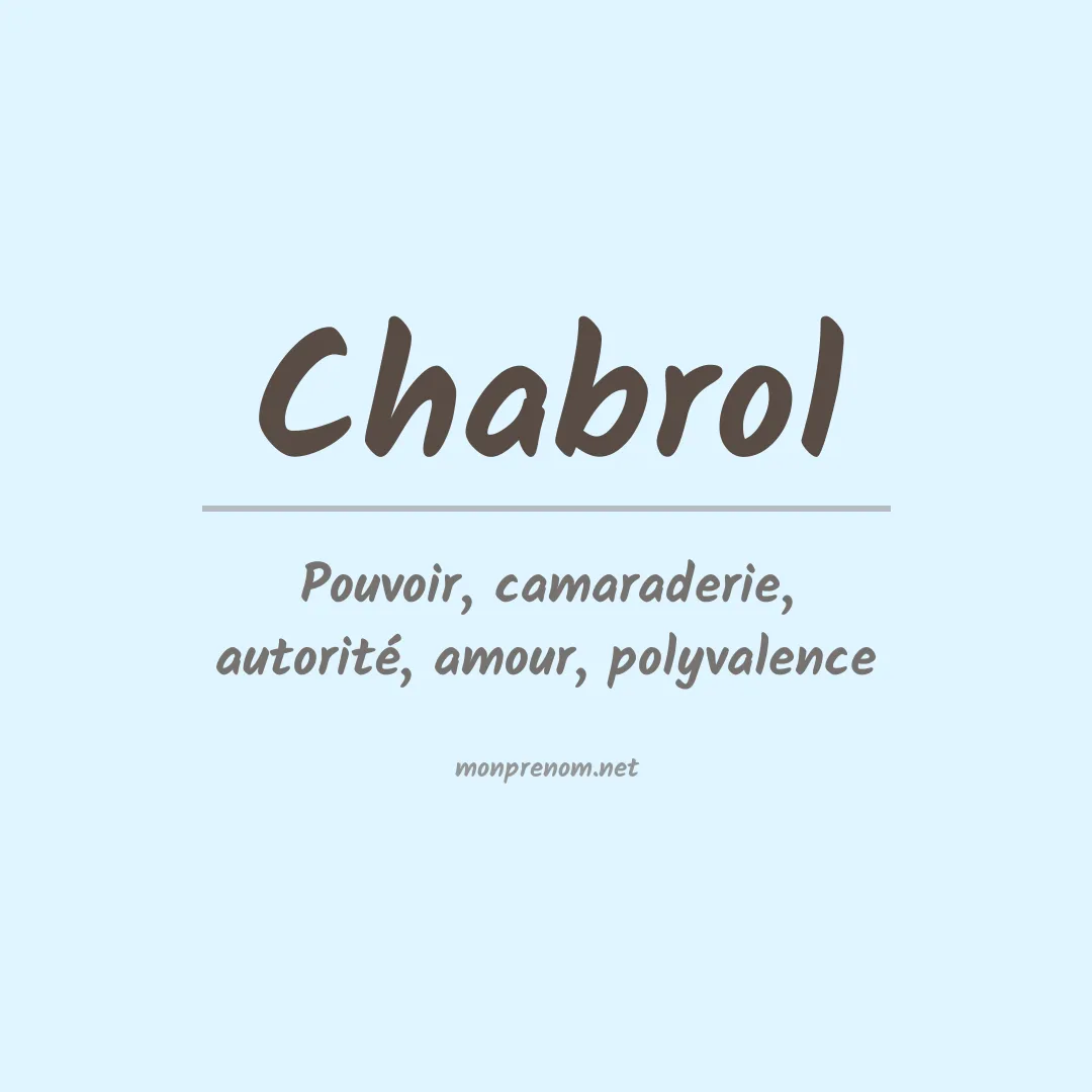 Signification du prénom Chabrol