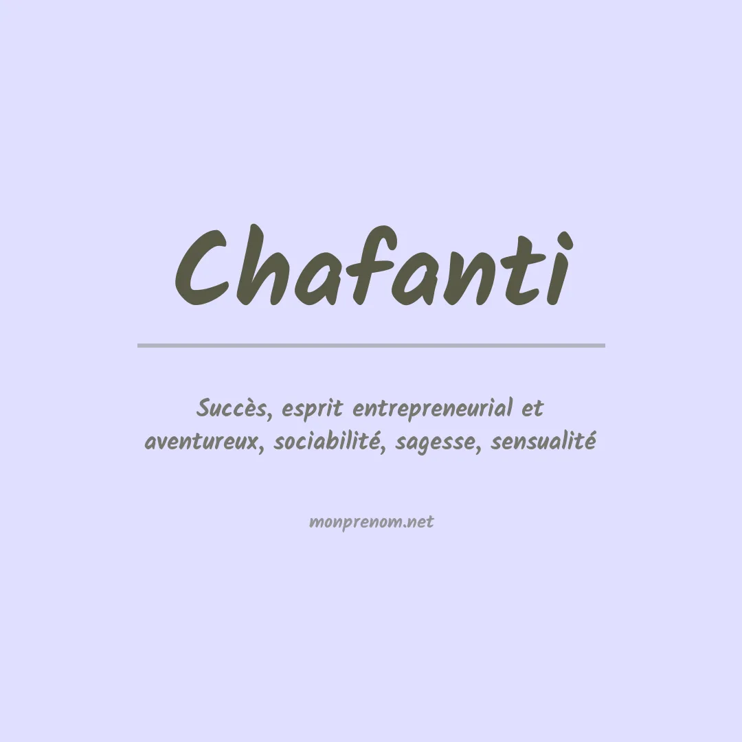 Signification du prénom Chafanti
