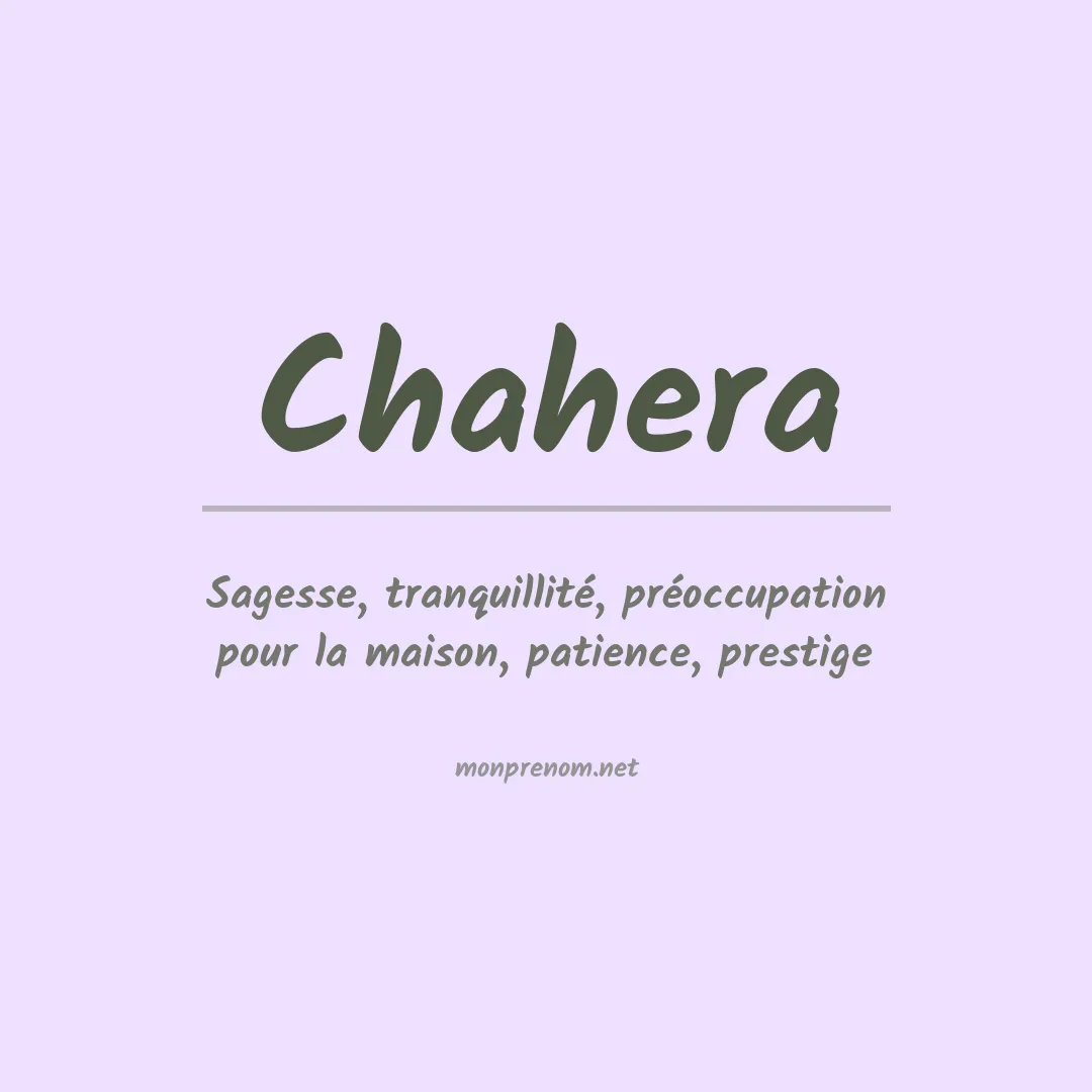 Signification du prénom Chahera