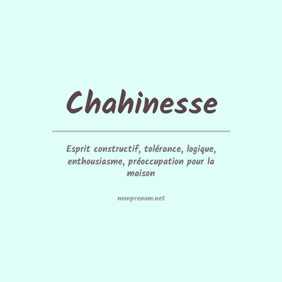 Signification du prénom Chahinesse