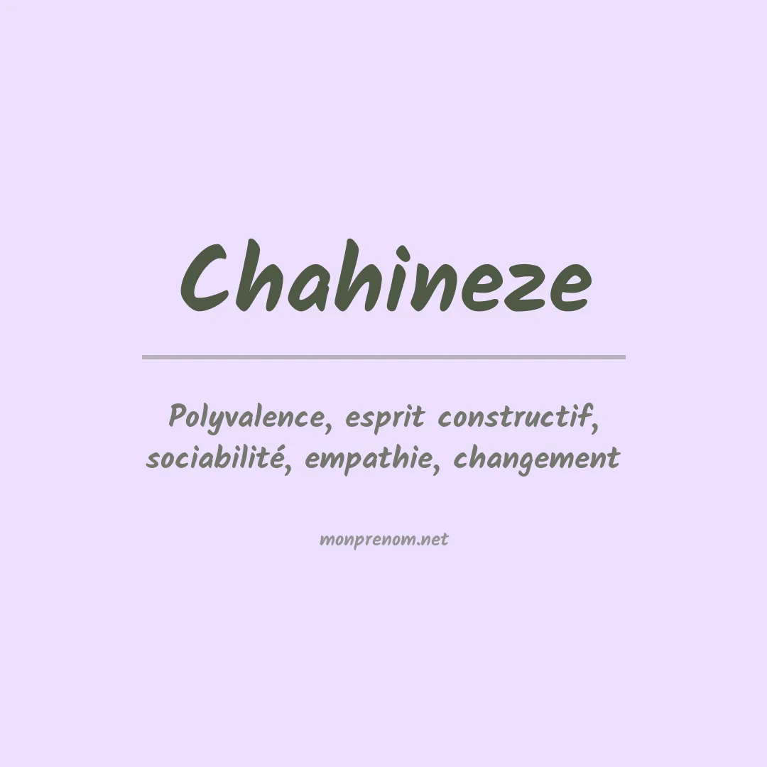 Signification du prénom Chahineze