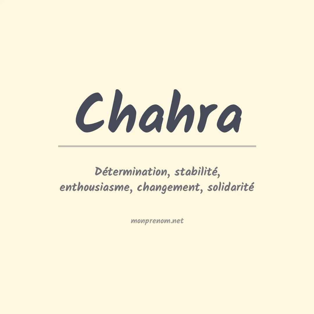 Signification du prénom Chahra