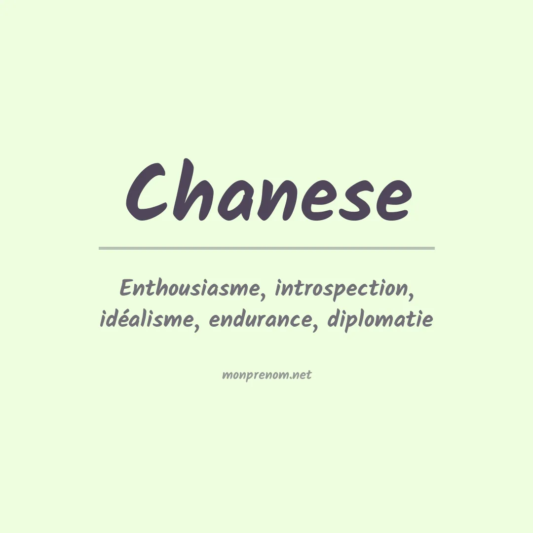 Signification du prénom Chanese