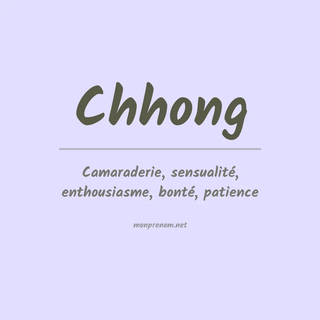 Signification du prénom Chhong