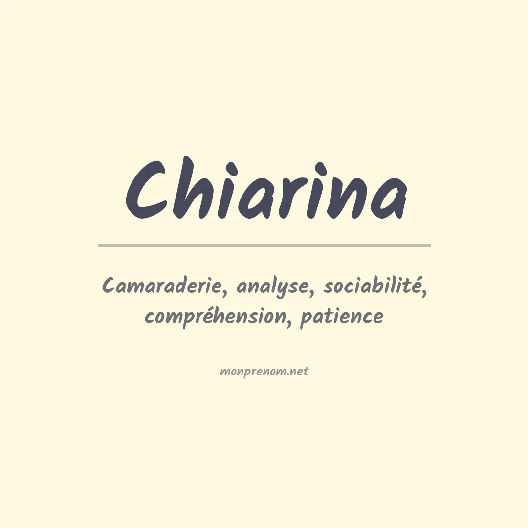 Signification du prénom Chiarina