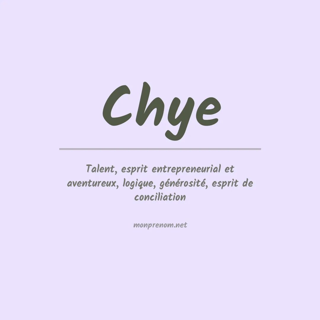 Signification du prénom Chye