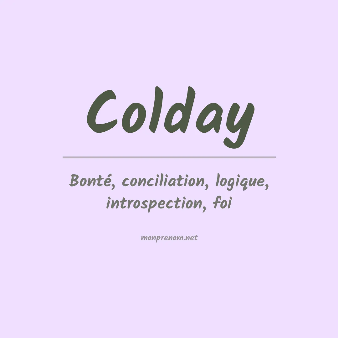 Signification du prénom Colday