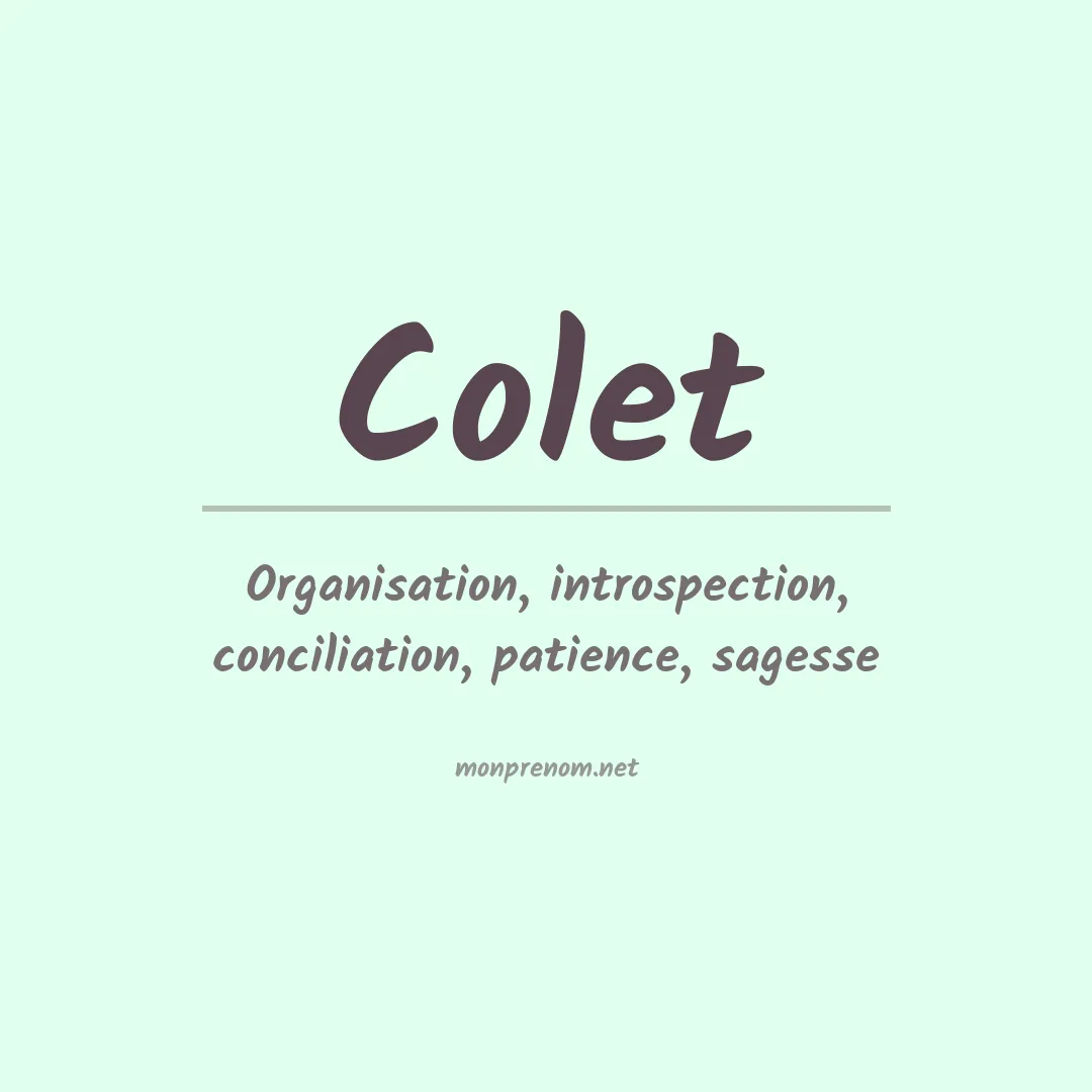 Signification du prénom Colet