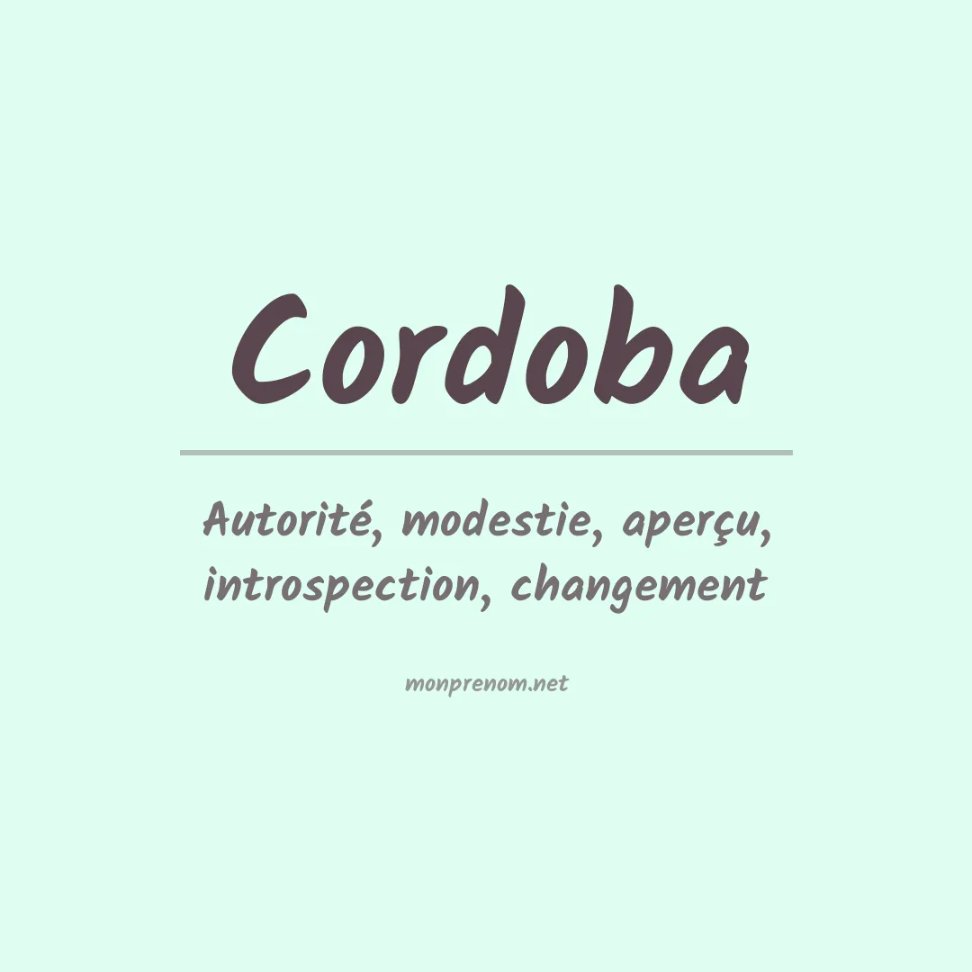 Signification du prénom Cordoba
