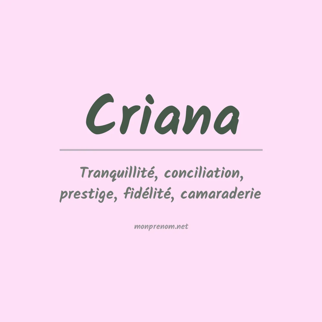 Signification du prénom Criana