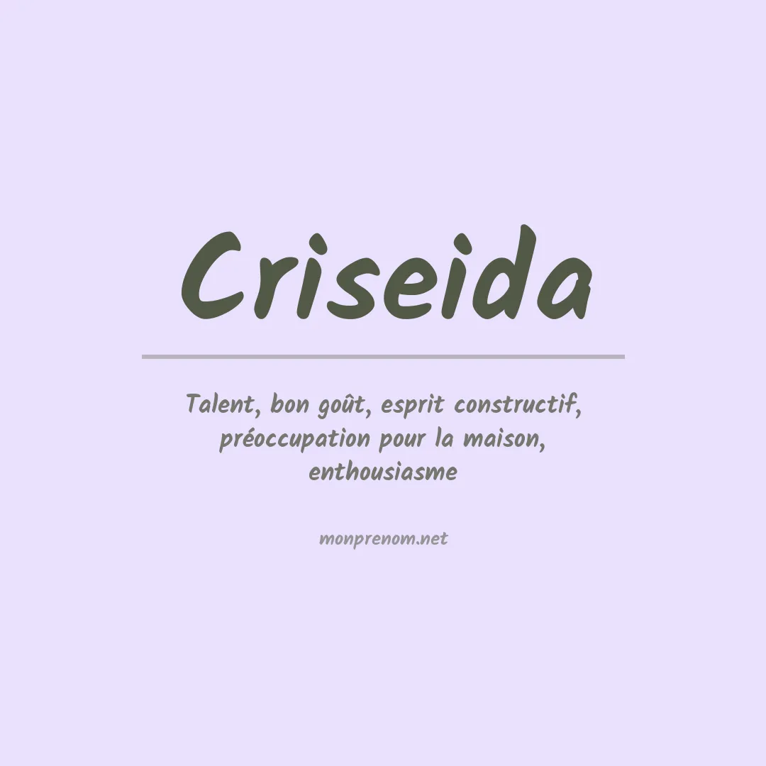 Signification du prénom Criseida