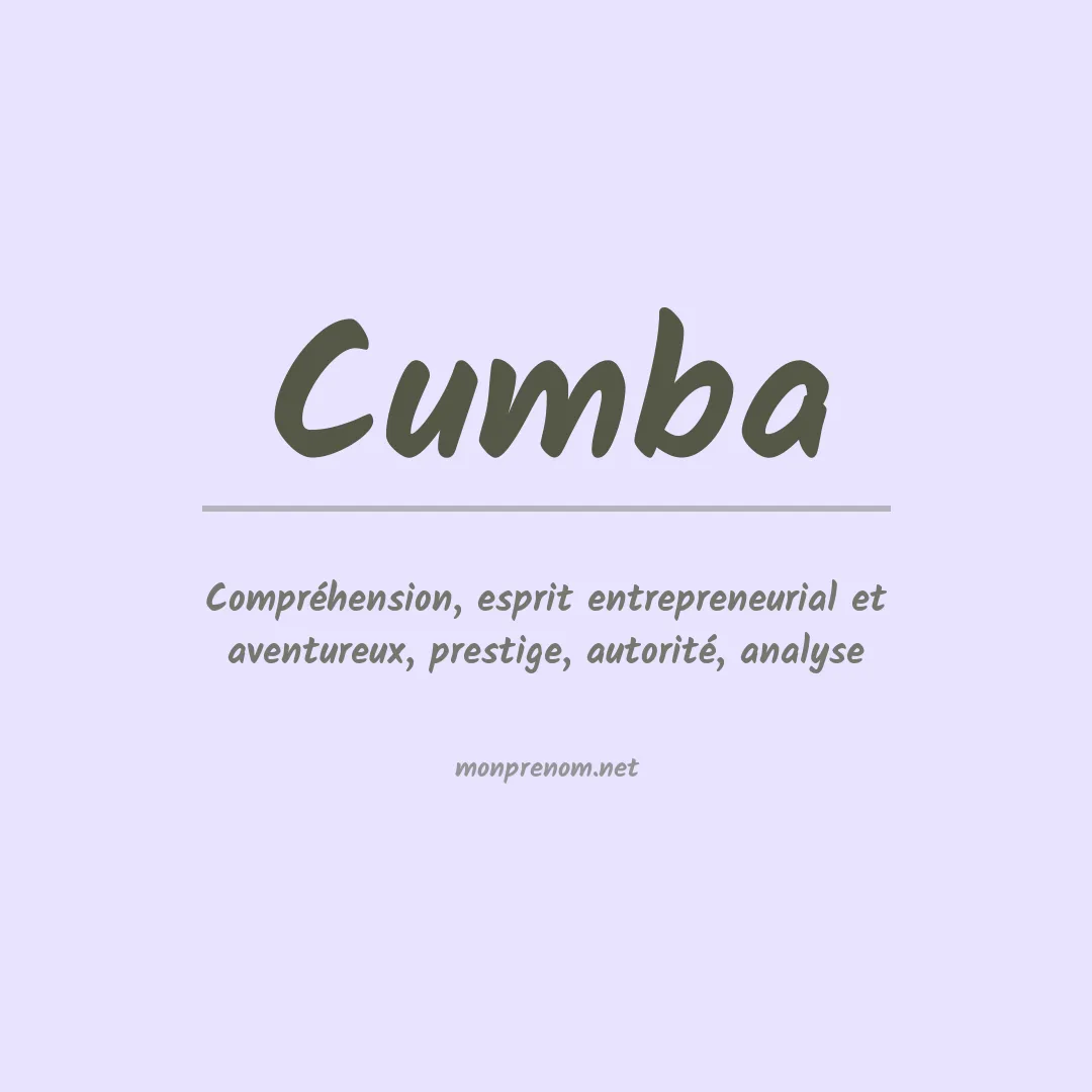 Signification du prénom Cumba