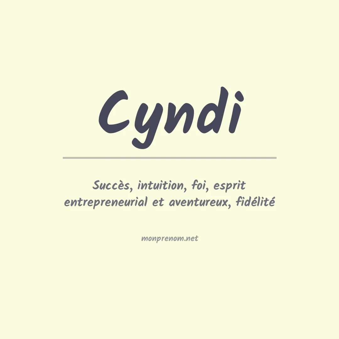 Signification du prénom Cyndi