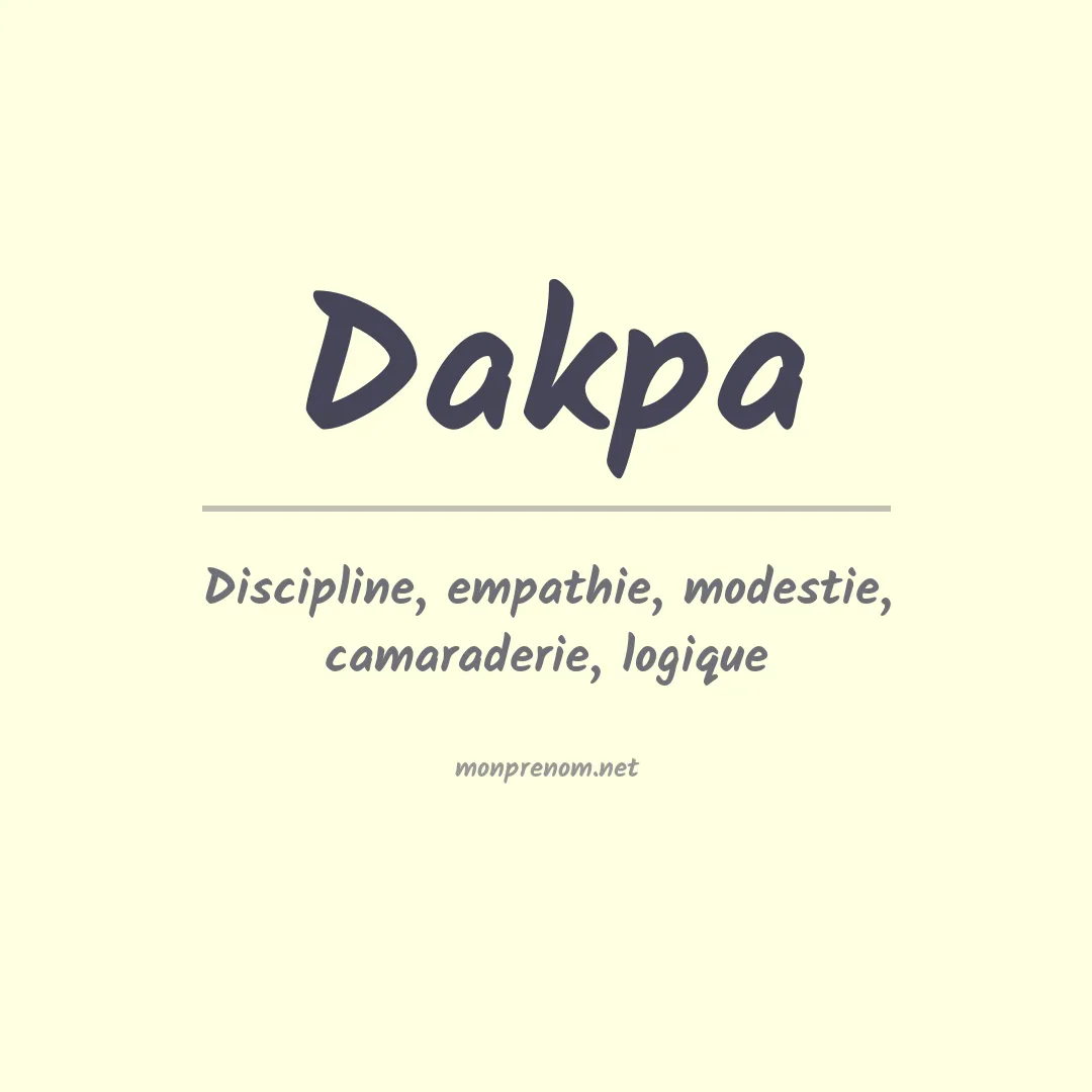 Signification du prénom Dakpa