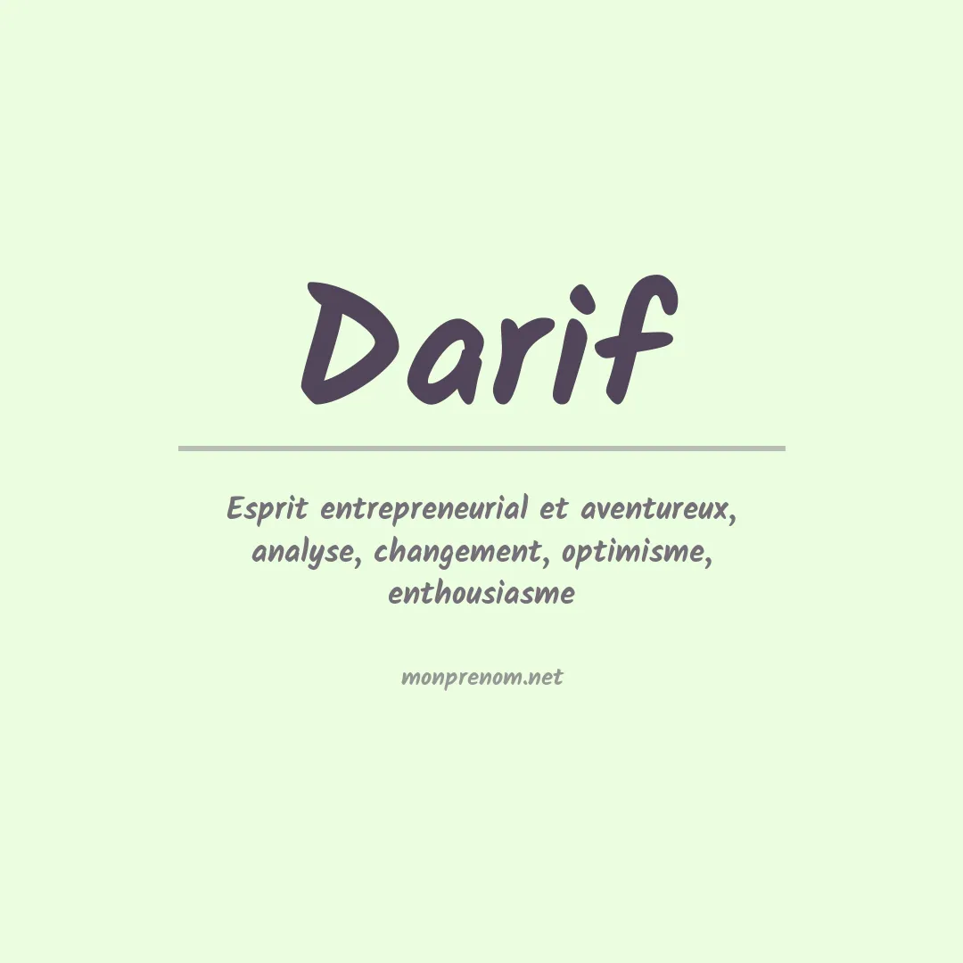 Signification du prénom Darif