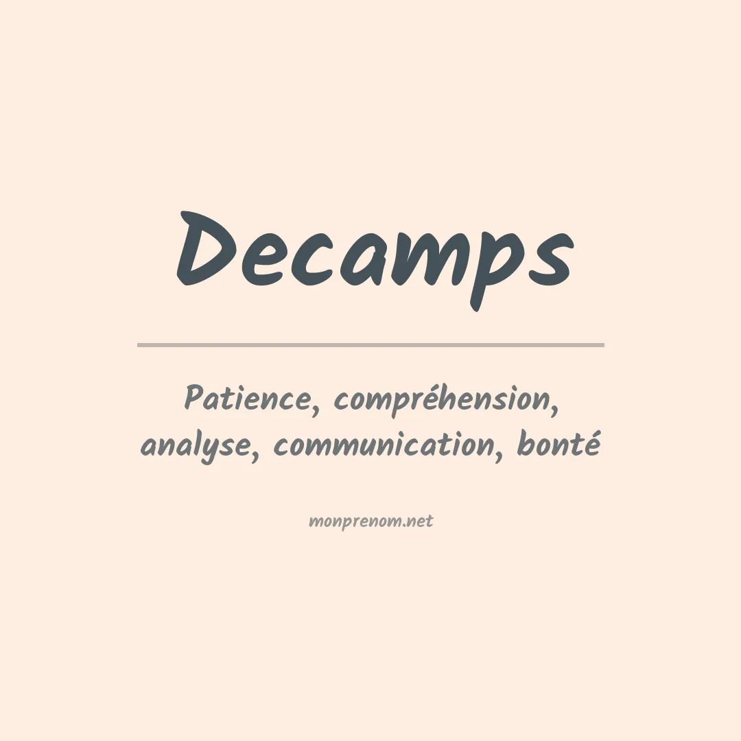 Signification du prénom Decamps