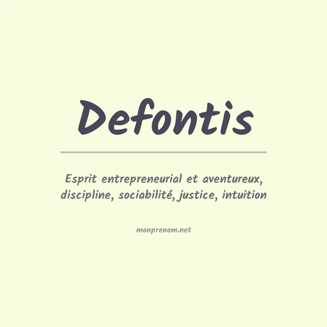 Signification du prénom Defontis