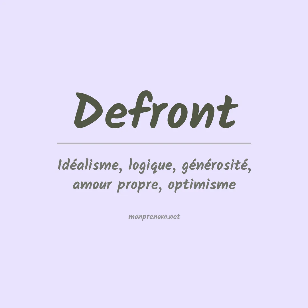 Signification du prénom Defront