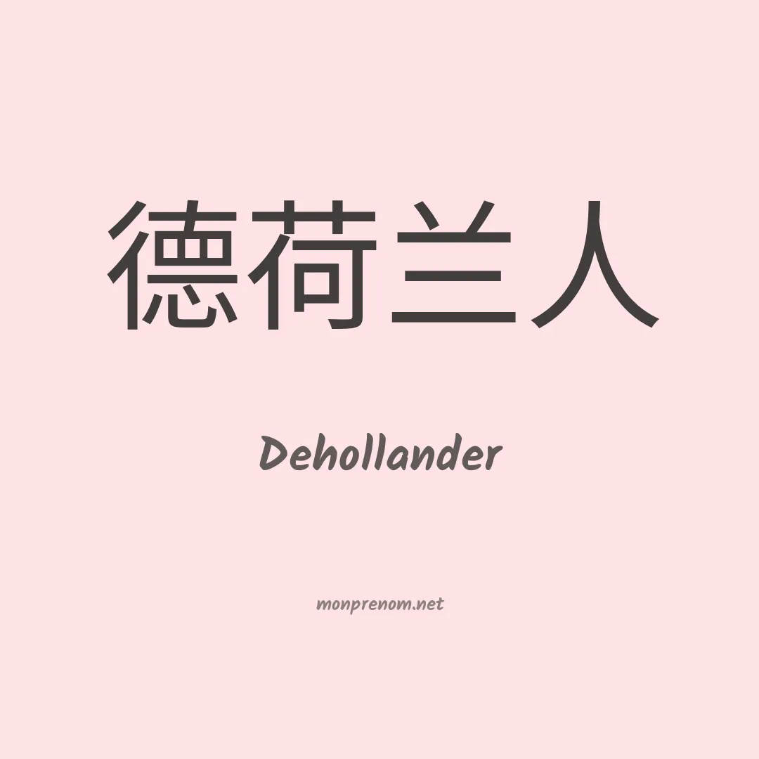Dehollander en chinois