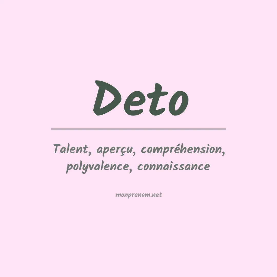 Signification du prénom Deto