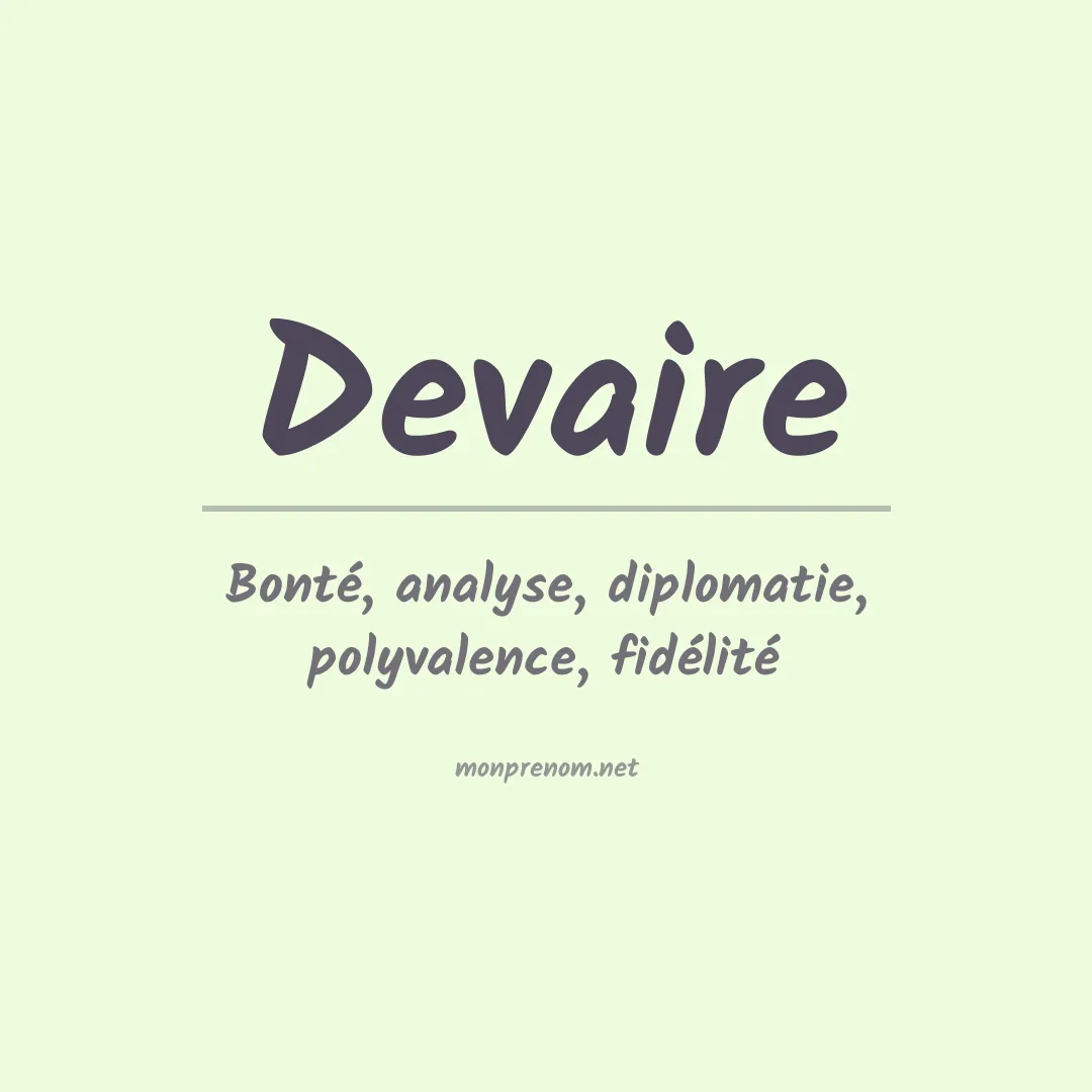 Signification du prénom Devaire