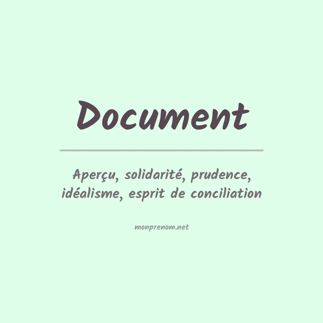 Signification du prénom Document