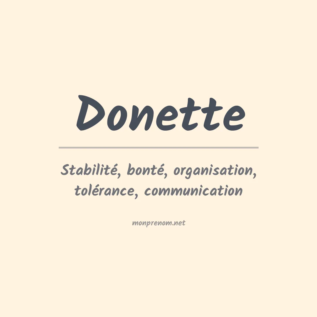Signification du prénom Donette