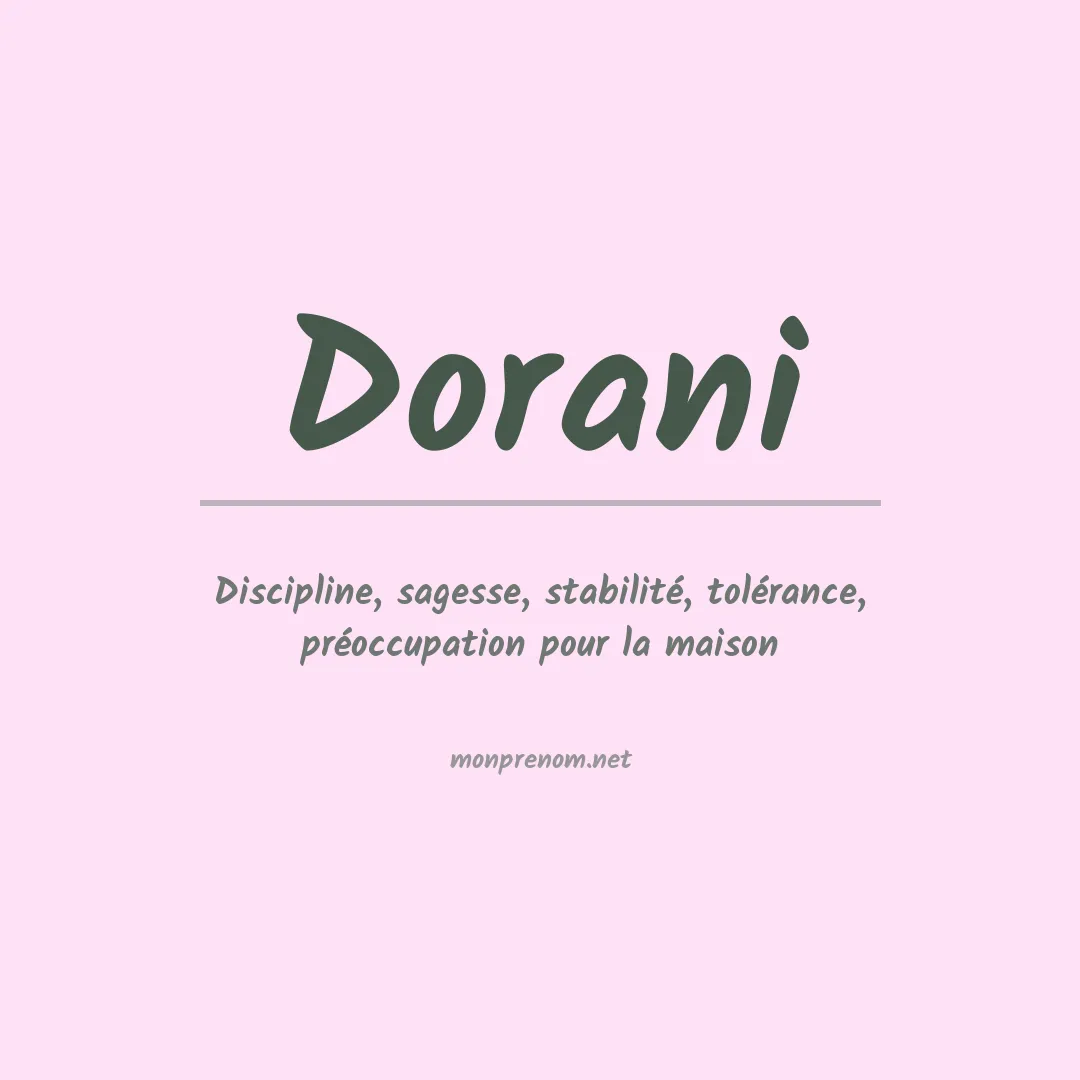 Signification du prénom Dorani