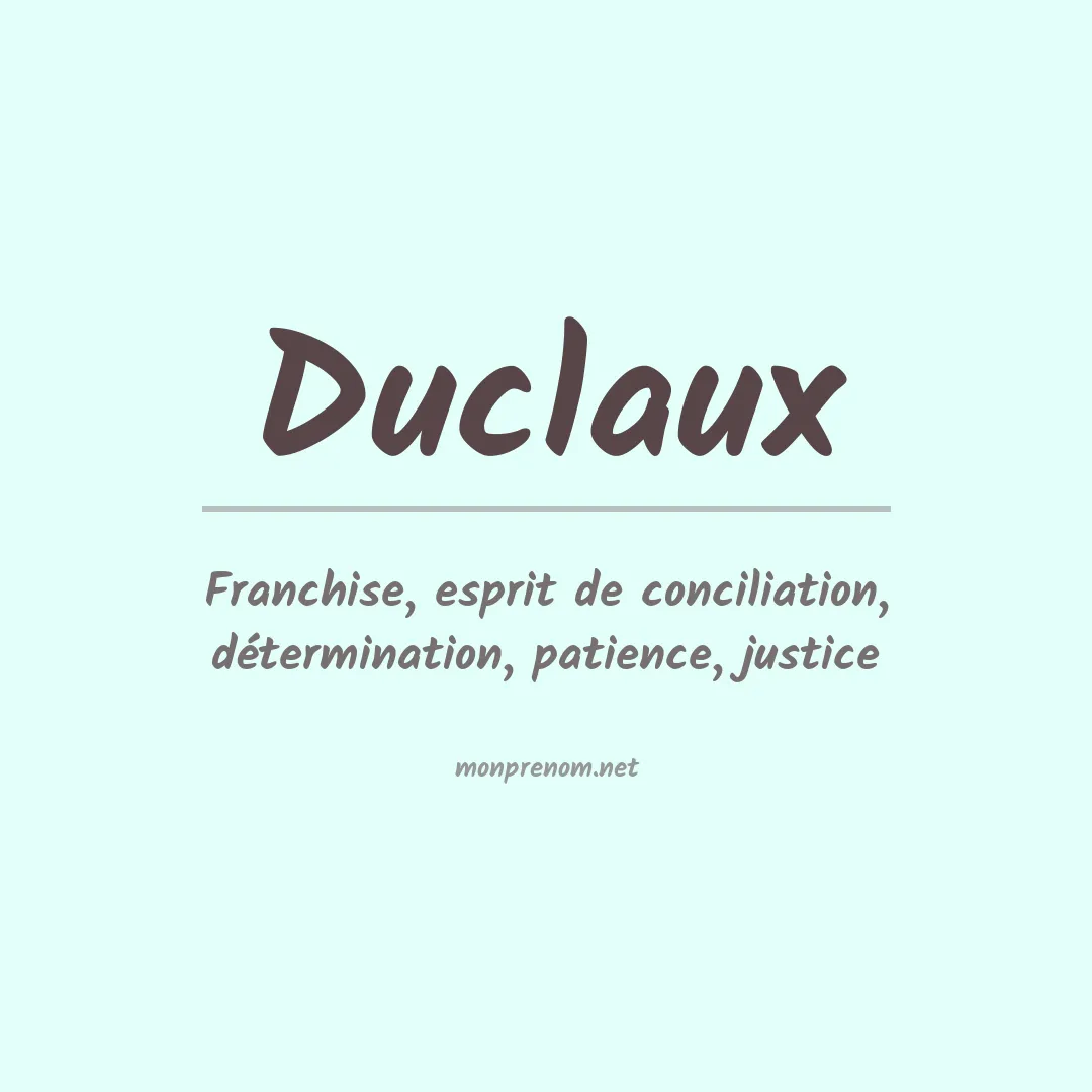 Signification du prénom Duclaux
