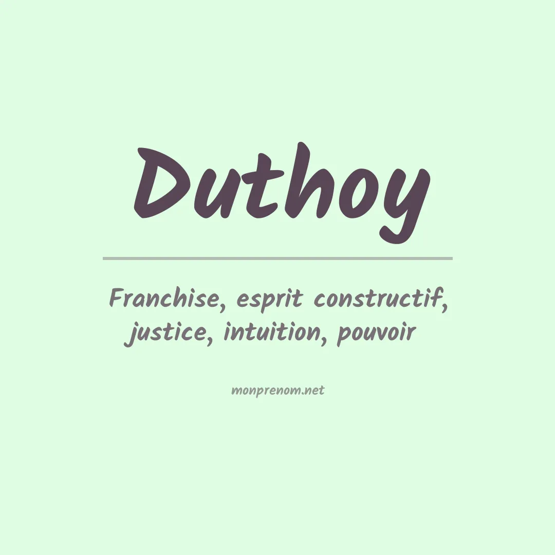 Signification du prénom Duthoy