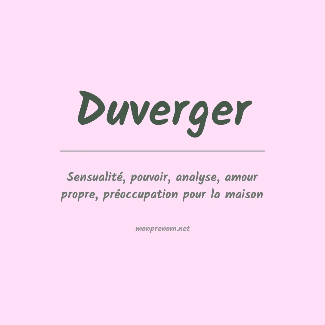 Signification du prénom Duverger