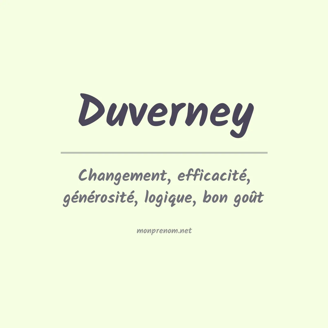 Signification du prénom Duverney