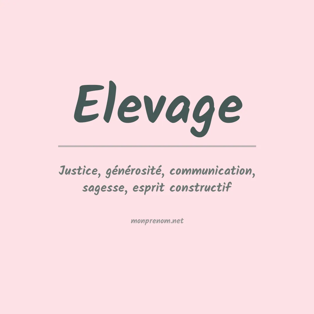 Signification du prénom Elevage