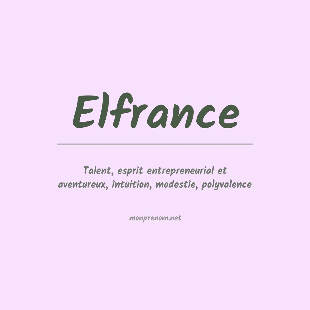 Signification du prénom Elfrance
