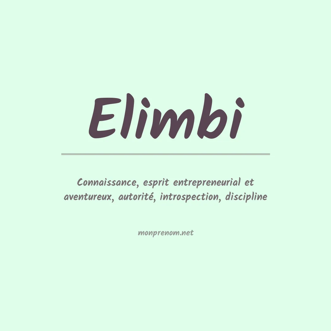 Signification du prénom Elimbi