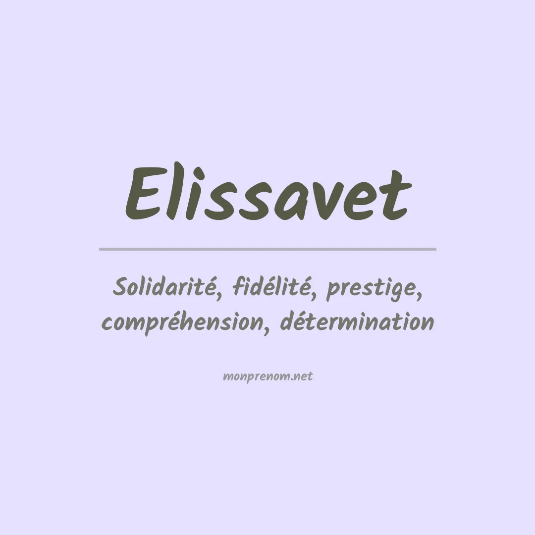 Signification du prénom Elissavet
