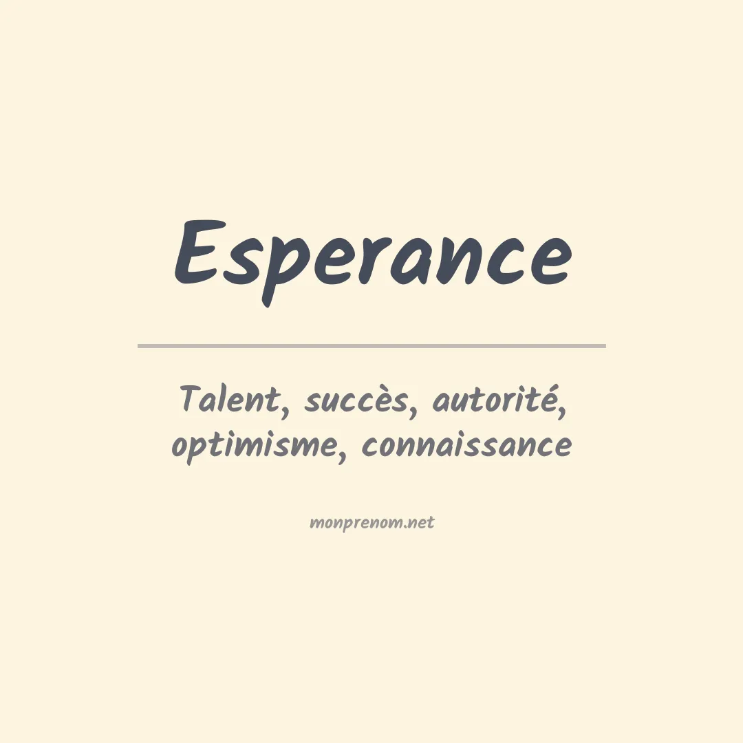 Signification du prénom Esperance
