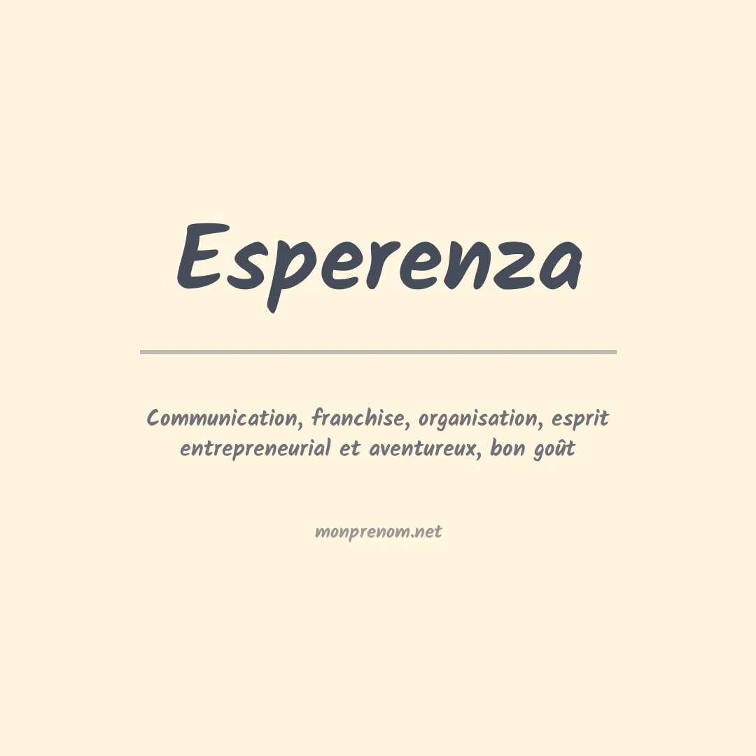Signification du prénom Esperenza