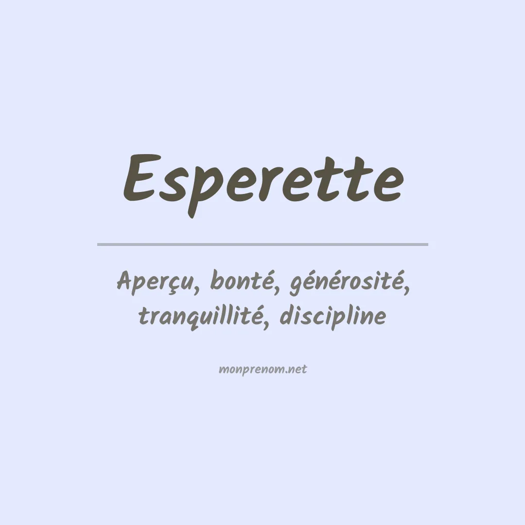 Signification du prénom Esperette