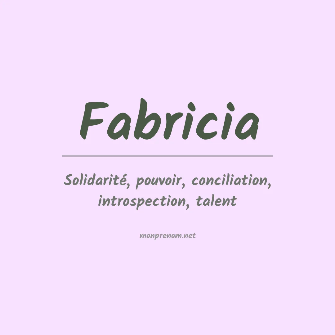 Signification du prénom Fabricia