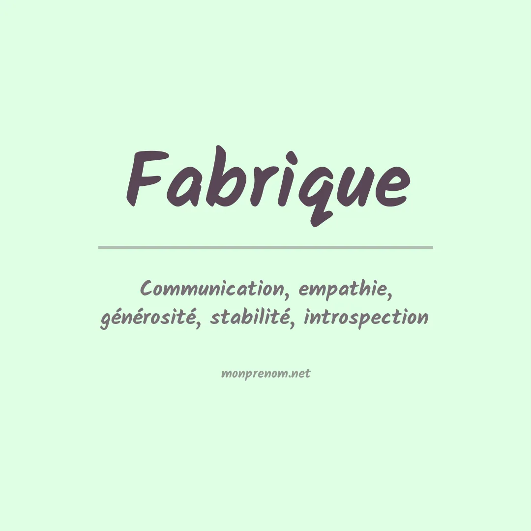 Signification du prénom Fabrique